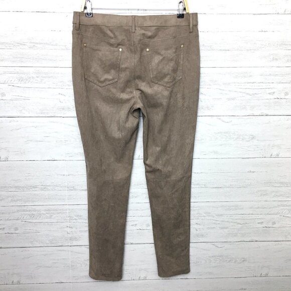 Chico's Women's Tan Faux Suede Jeans Straight Leg size 8 / 10 length 30" - Picture 2 of 10